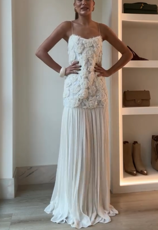 3D Flower Pleated Dress