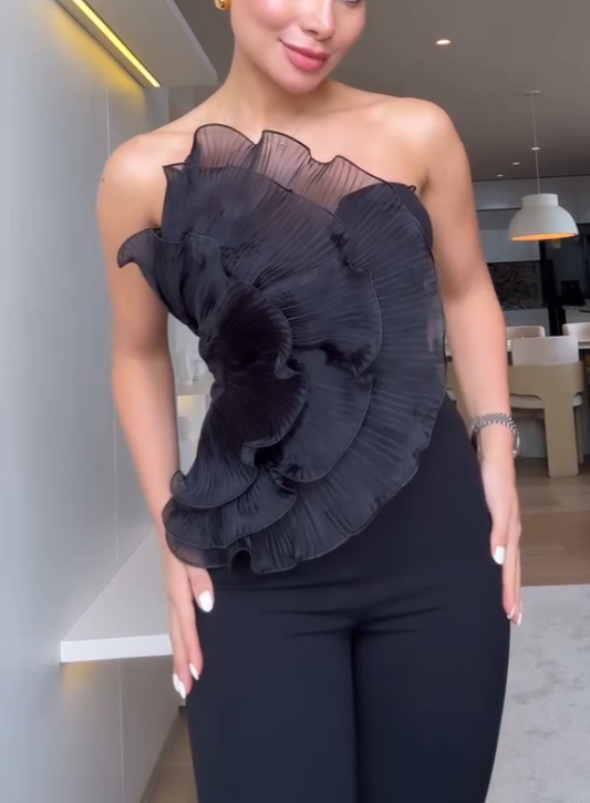 3D Flower Tube Top Jumpsuit
